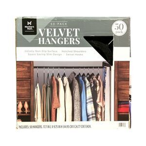 Member's Mark Elite Quality Velvet Coated Non-Slip Clothing Hangers 50Pk - Black
